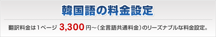 韓国語翻訳料金は1ページ3,300円～