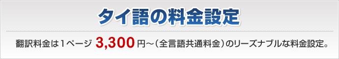 タイ語翻訳料金は1ページ3,300円～